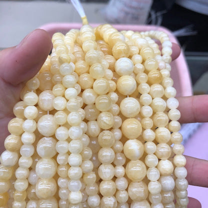 Natural Yellow Honey Jade Round Stone Beads, 4-18mm,1strand