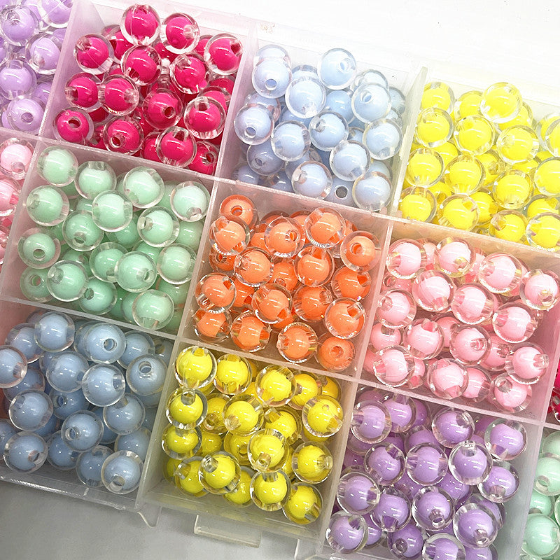 Acrylic beads, with internal color, with holes,8-12mm,500 grams