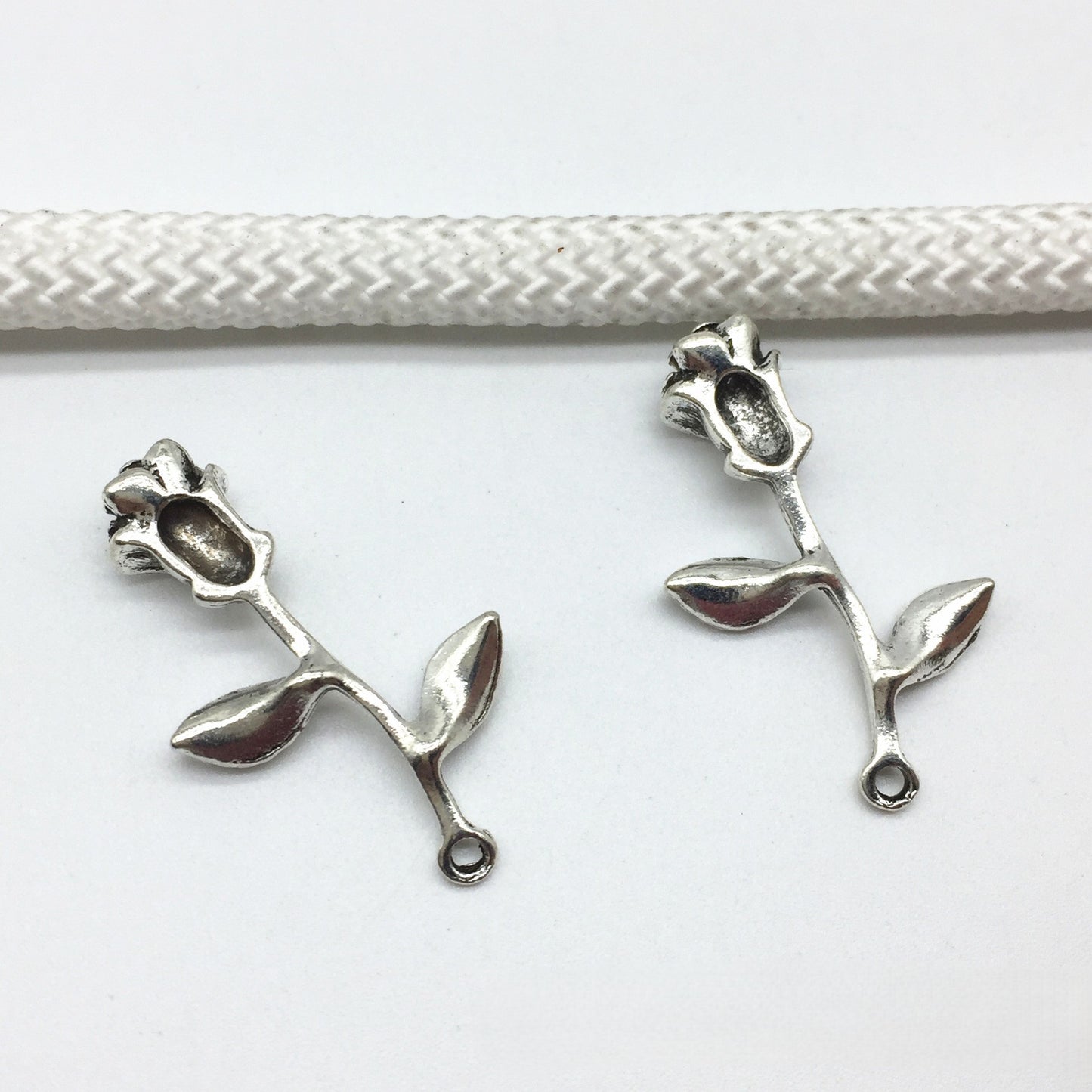 Antique silver Rose flower charms pendant, 33x21mm, 150pcs