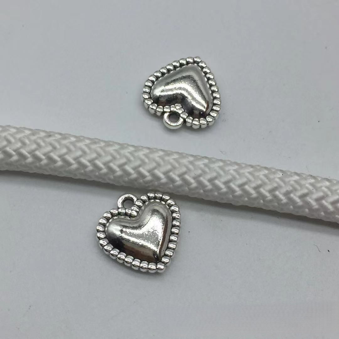 Antique Silver Heart Charms Pendant, 10pcs