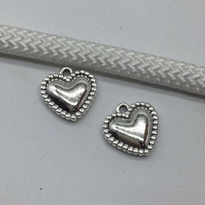 Antique Silver Heart Charms Pendant, 10pcs