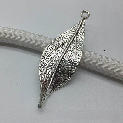 Antique Silver Leaf Charms Pendant,49x16mm, 10pcs