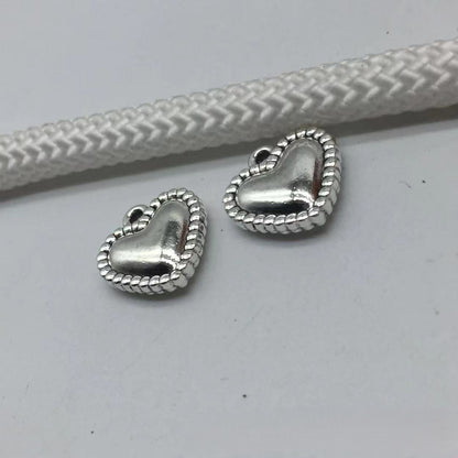 Antique Silver Heart Charms Pendant, 10pcs