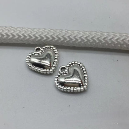 Antique Silver Heart Charms Pendant, 10pcs