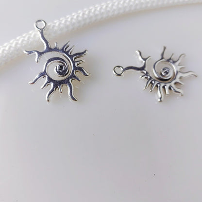 Antique Silver Spiral Sun Charms Pendants, 10pcs