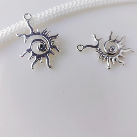 Antique Silver Spiral Sun Charms Pendants, 100pcs