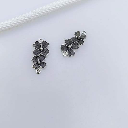 Antique Silver Flower Link Charms, 300pcs