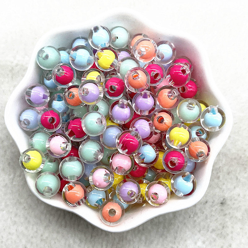 Acrylic beads, with internal color, with holes,8-12mm,500 grams
