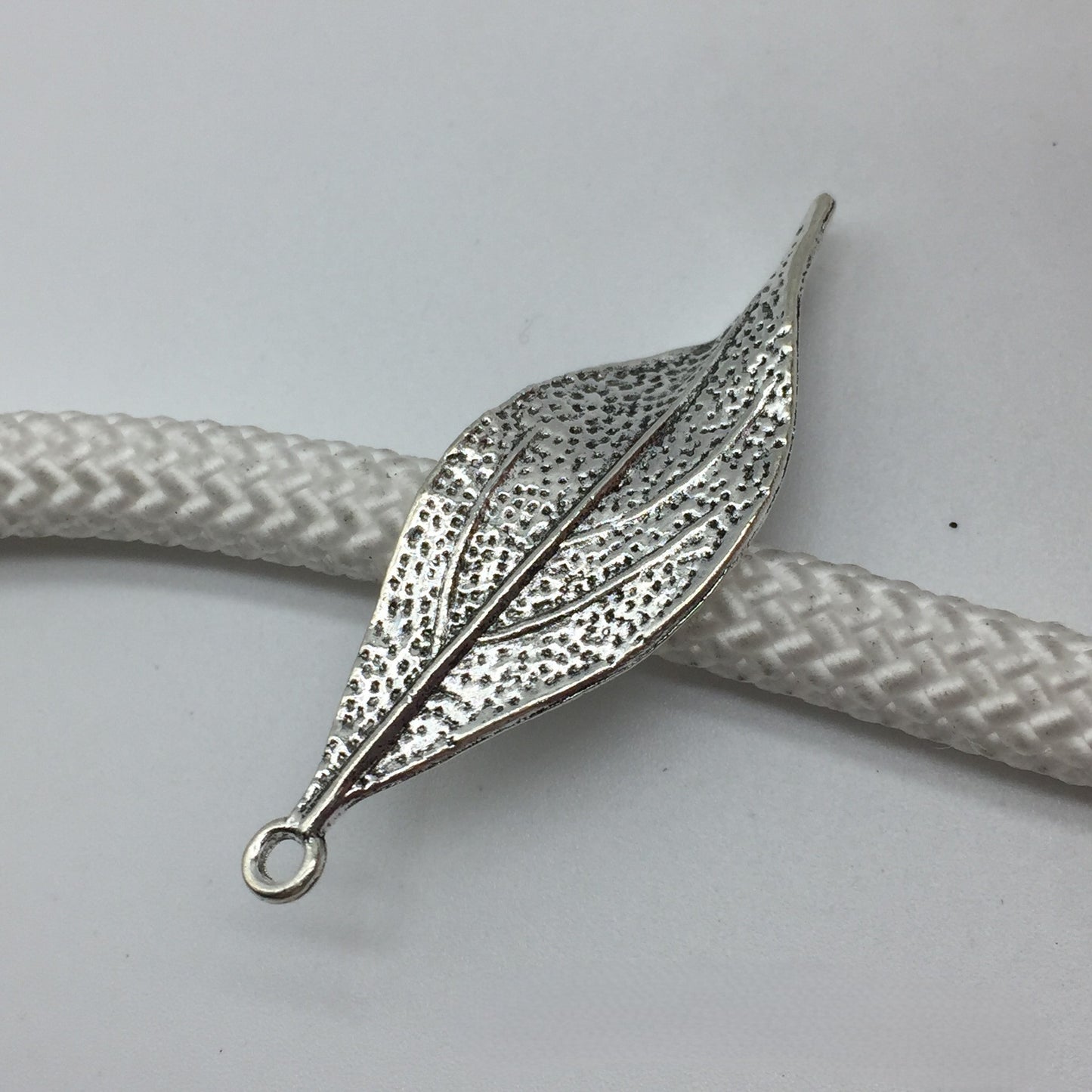Antique Silver Leaf Charms Pendant,49x16mm, 10pcs