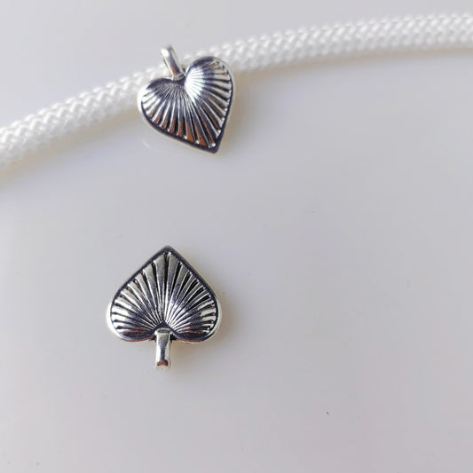 Antique silver shell-patterned heart-shaped charms pendant,100pcs