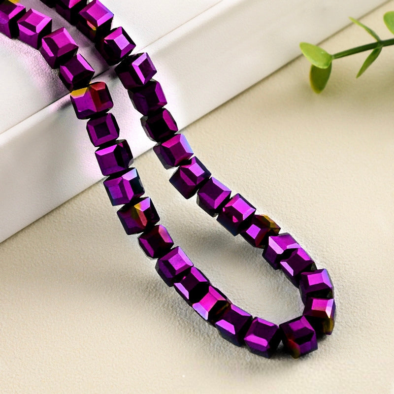 Square Glass Plated Beads ,Cube Plated Beads,40pcs
