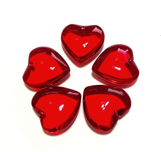 Smooth Transparent Large Heart Beads, 20mm, 50pcs