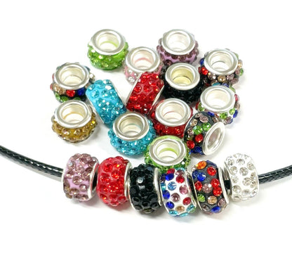 Rhinestone Spacer Beads, Polymer Clay Pave Beads, European Charms, 450pcs