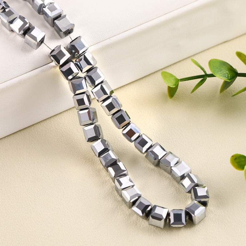 Square Glass Plated Beads ,Cube Plated Beads,40pcs