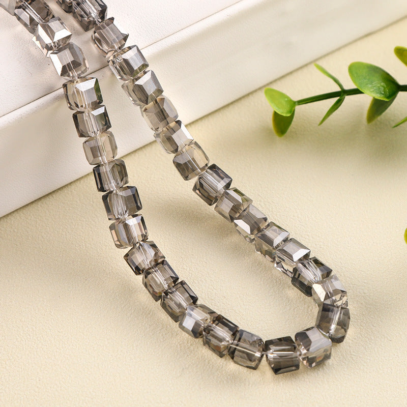 Square Glass Plated Beads ,Cube Plated Beads,40pcs