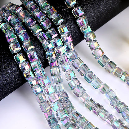 Square Glass Plated Beads ,Cube Plated Beads,40pcs