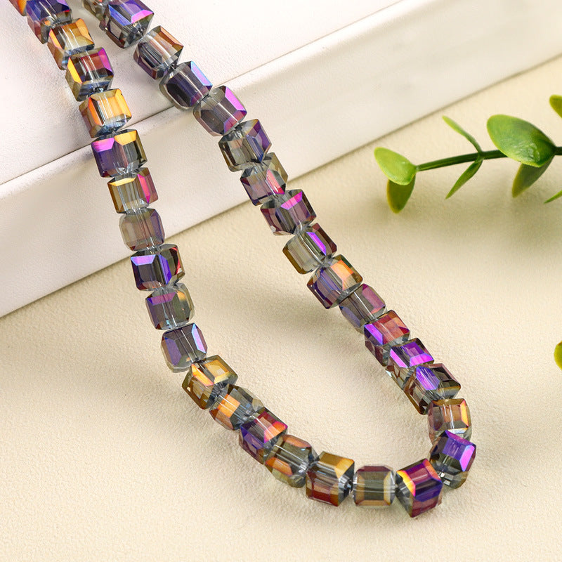 Square Glass Plated Beads ,Cube Plated Beads,40pcs