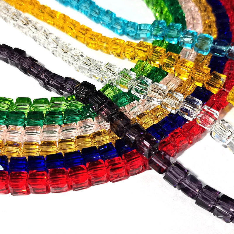 Square Glass Beads, Cube Beads,40pcs