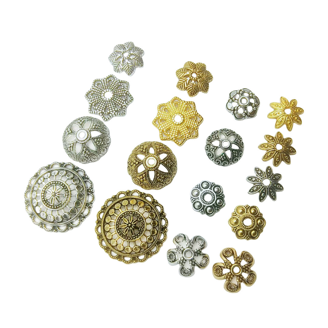 Antique Plated Filigree Flower Bead Caps,100pcs