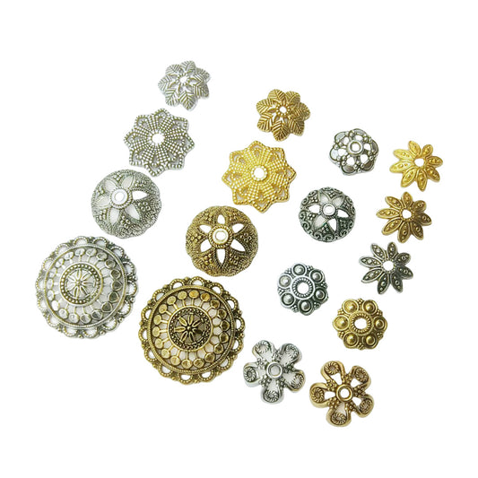 Antique Plated Filigree Flower Bead Caps,100pcs