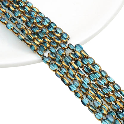 5mm,6mm, Rice Grain Glass beads with golden edge, 30 strands