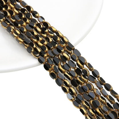 5mm,6mm, Rice Grain Glass beads with golden edge, 30 strands