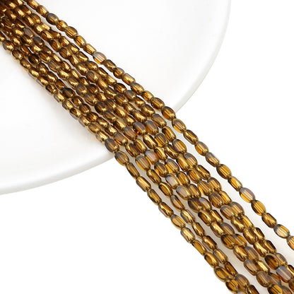 5mm,6mm, Rice Grain Glass beads with golden edge, 30 strands
