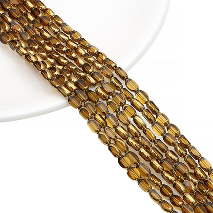 5mm,6mm, Rice Grain Glass beads with golden edge, 30 strands