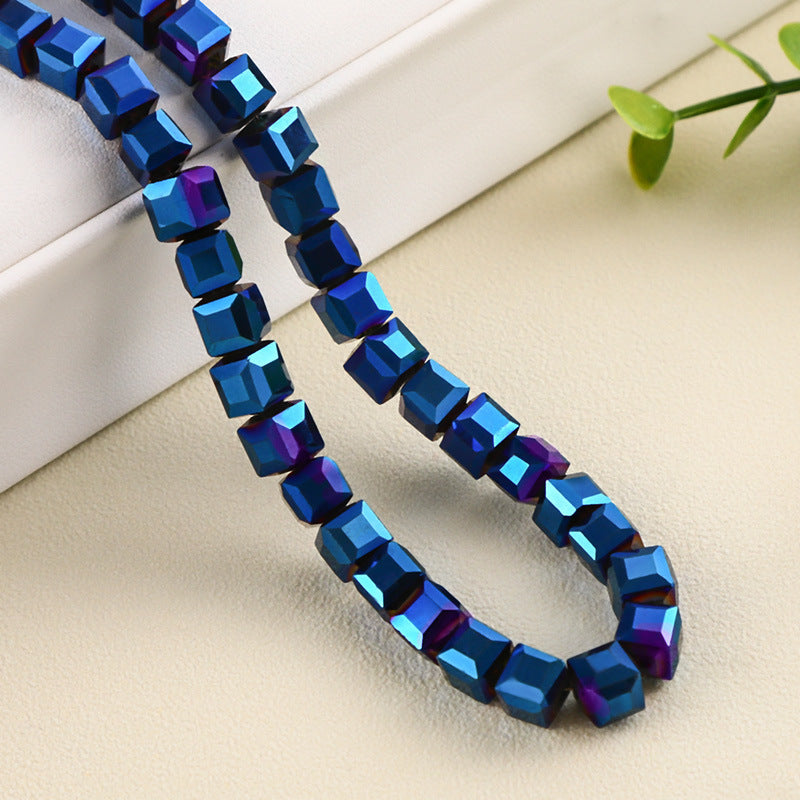 Square Glass Plated Beads ,Cube Plated Beads,40pcs