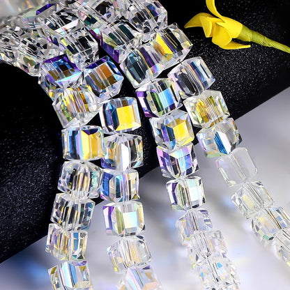 Square Glass Plated Beads ,Cube Plated Beads,40pcs