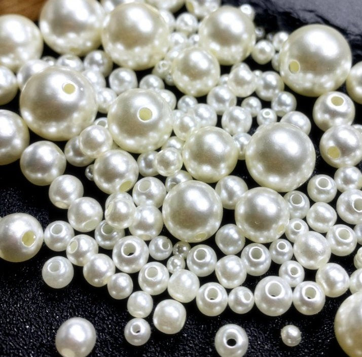 ABS Round Pearls, with holes, 3-30mm, 500 grams