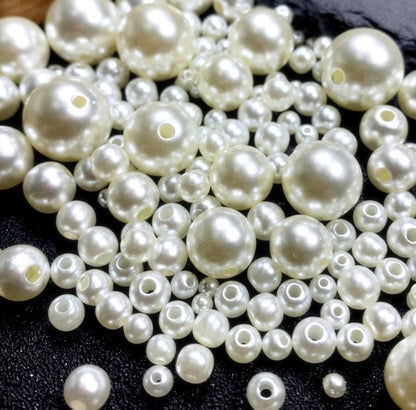 ABS Round Pearls, with holes, 3-30mm, 500 grams