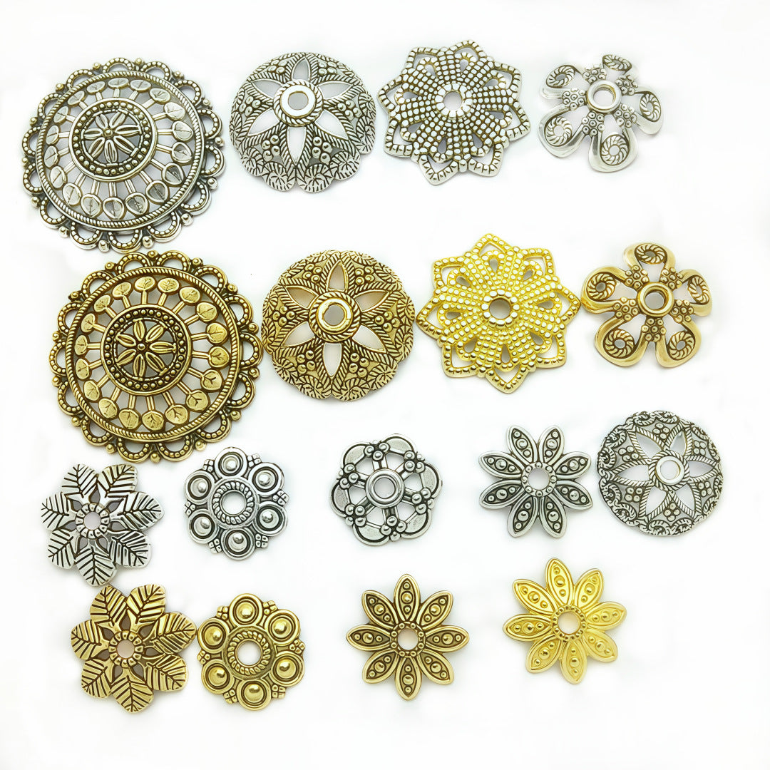 Antique Plated Filigree Flower Bead Caps,100pcs