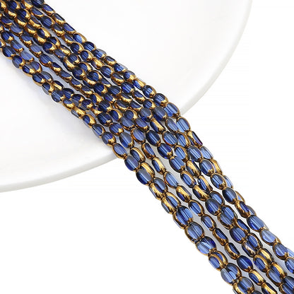 5mm,6mm, Rice Grain Glass beads with golden edge, 30 strands