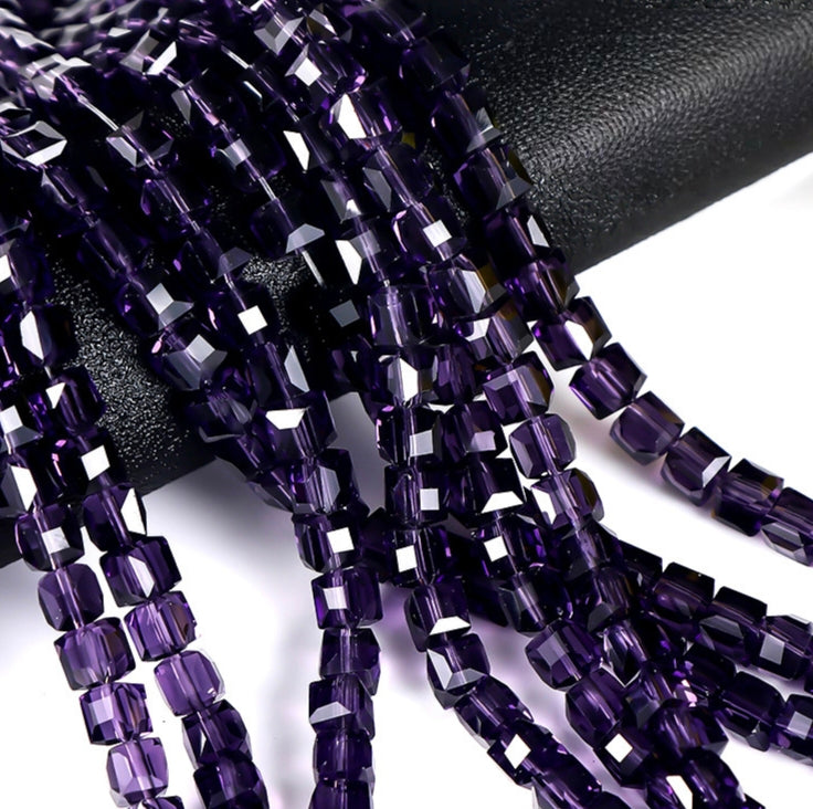Square Glass Beads, Cube Beads,40pcs