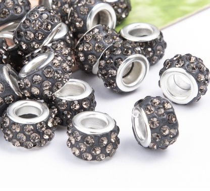 Rhinestone Spacer Beads, Polymer Clay Pave Beads, European Charms, 450pcs