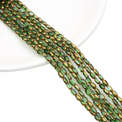 5mm,6mm, Rice Grain Glass beads with golden edge, 30 strands