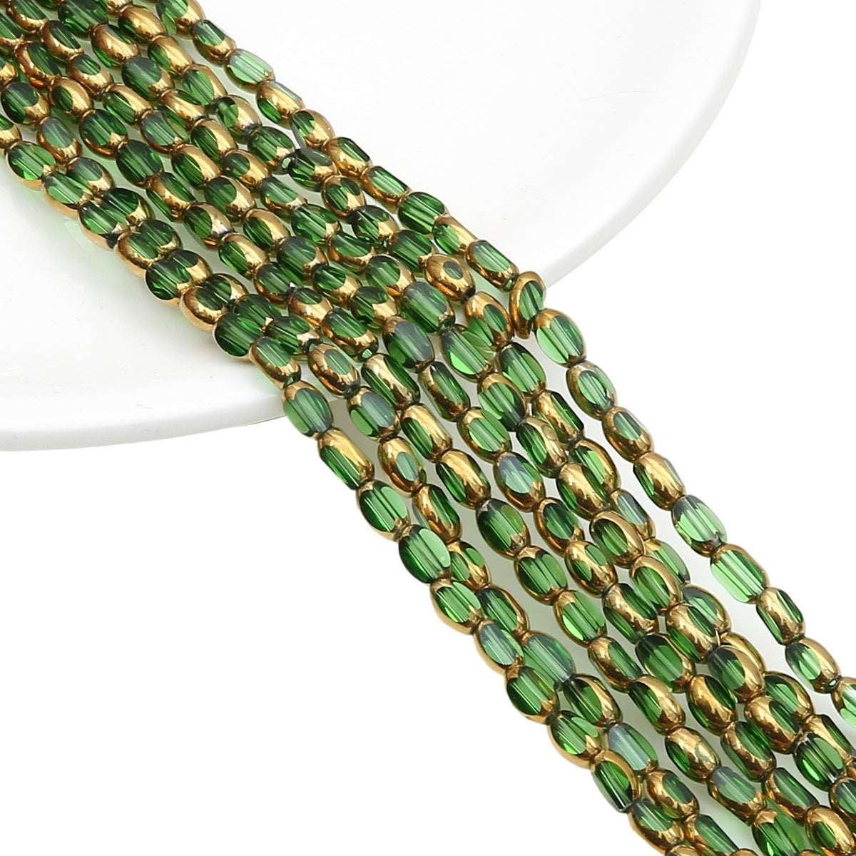 5mm,6mm, Rice Grain Glass beads with golden edge, 30 strands