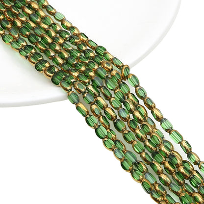 5mm,6mm, Rice Grain Glass beads with golden edge, 30 strands