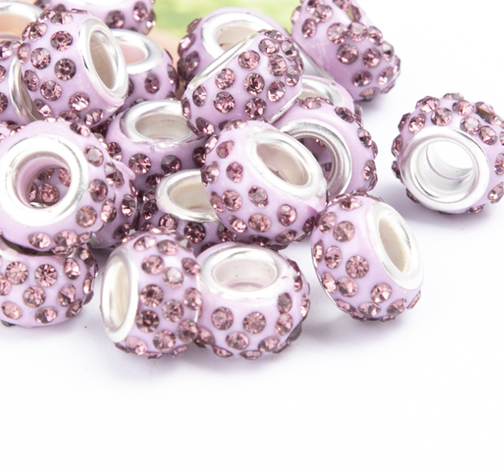 Rhinestone Spacer Beads, Polymer Clay Pave Beads, European Charms, 450pcs