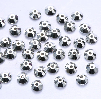 4mm-8mm Sew On Rhinestones, Flat Back Sew On Rhinestones, Round, 5pks