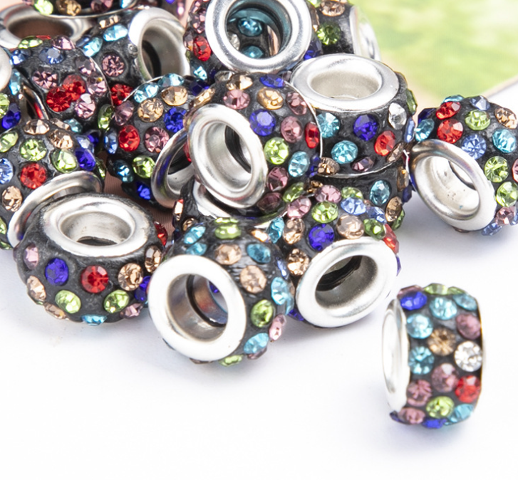 Rhinestone Spacer Beads, Polymer Clay Pave Beads, European Charms, 450pcs
