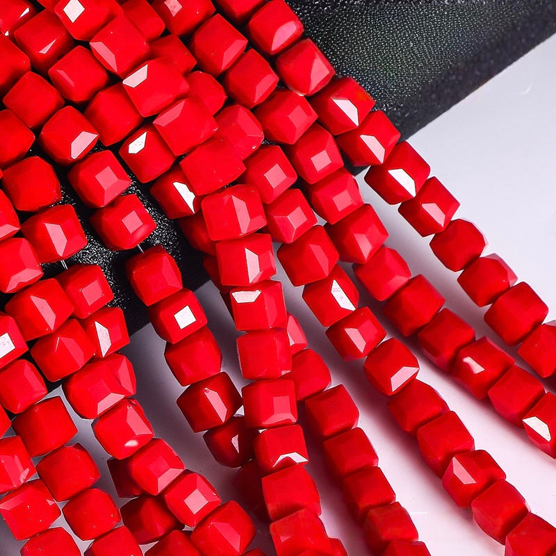 Square Glass Beads, Cube Beads,40pcs