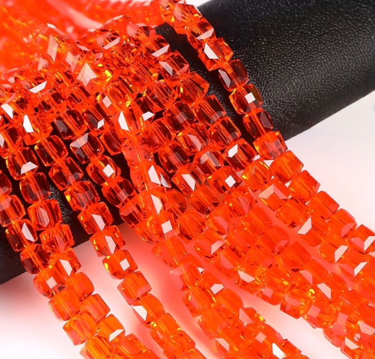 Square Glass Beads, Cube Beads,40pcs