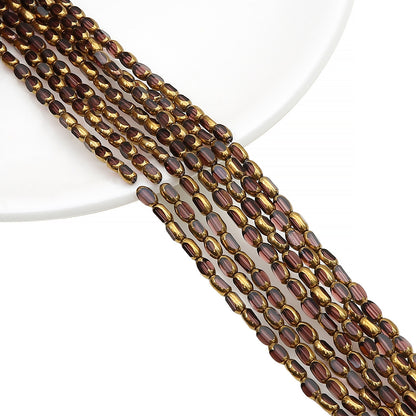 5mm,6mm, Rice Grain Glass beads with golden edge, 30 strands