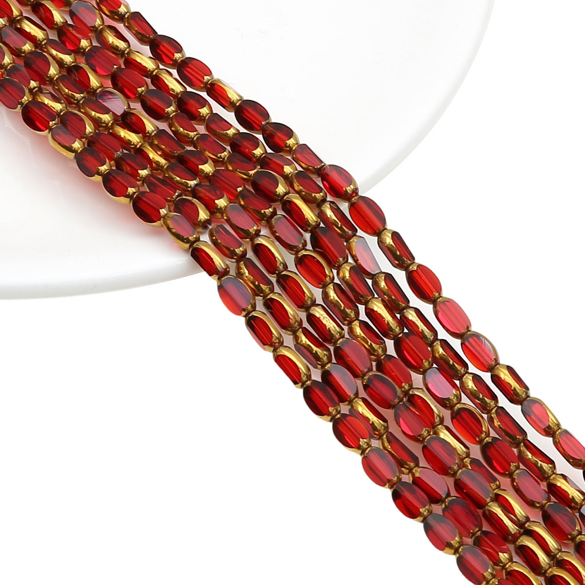 5mm,6mm, Rice Grain Glass beads with golden edge, 30 strands