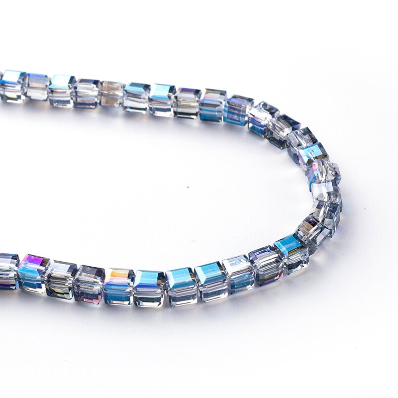 Square Glass Plated Beads ,Cube Plated Beads,40pcs