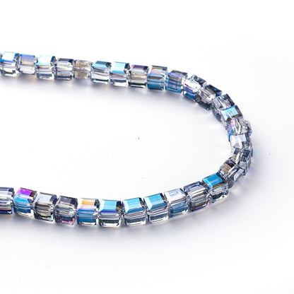 Square Glass Plated Beads ,Cube Plated Beads,40pcs