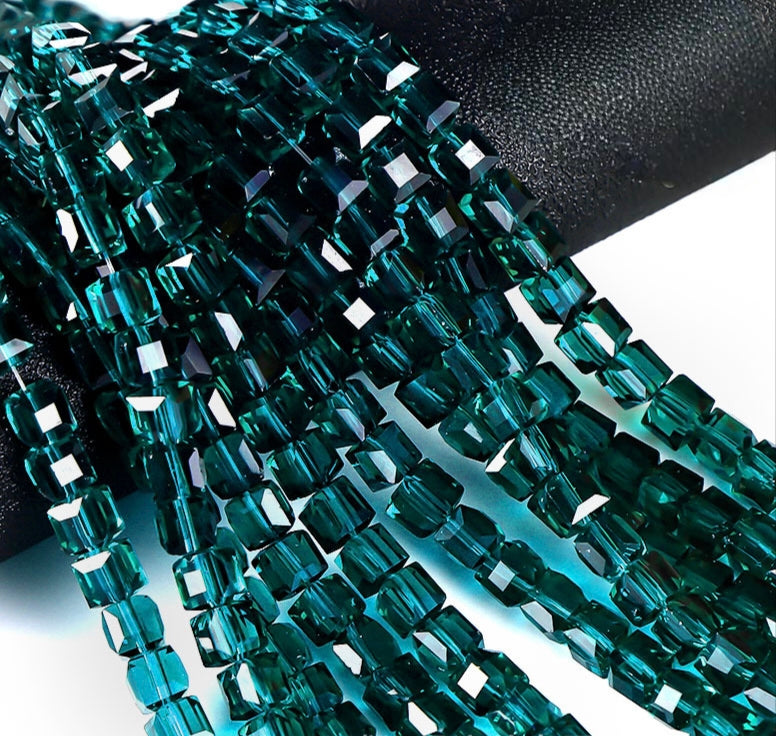 Square Glass Beads, Cube Beads,40pcs