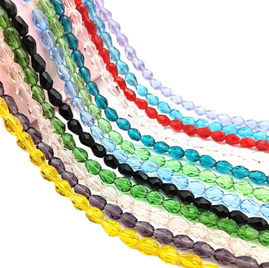 Glass Faceted Teardrops, 5-15mm， 1 starnd
